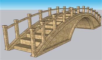 中式石桥拱桥SU模型