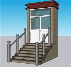楼梯台阶大门su模型免费(ID35215)