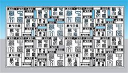 中式文化墙背景墙su模型(ID35262)