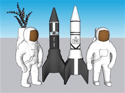 宇航员火箭SU模型