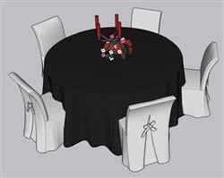 宴席桌婚宴桌婚庆SU模型