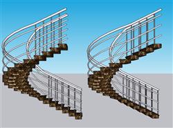 室内楼梯旋转梯su免费模型(ID36005)