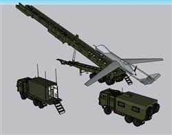 无人机发射架军事武器装备su模型(ID36048)