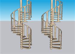 木质螺旋梯旋转楼梯su模型(ID36832)