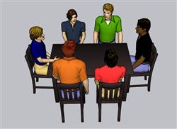 餐桌椅坐姿人物su模型(ID37396)