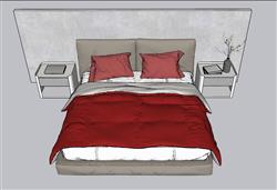北欧双人床床铺SU模型