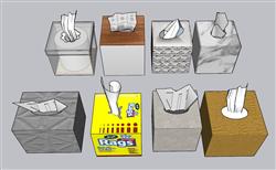 纸巾盒抽纸盒抽纸SU模型