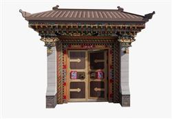 藏式院门庭院门SU模型
