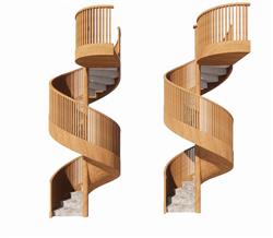 木质旋转楼梯免费su模型(ID38567)