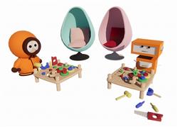 机器人玩具积木桌su模型素材(ID39386)
