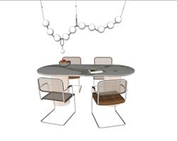法式餐桌椅SU模型
