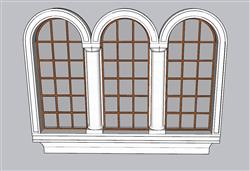 三扇法式窗户SU模型
