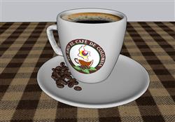 咖啡杯咖啡豆SU模型