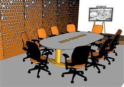 会议室会议桌SU模型