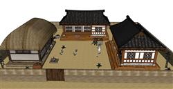 日式民宿庭院SU模型
