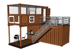 集装箱咖啡屋SU模型