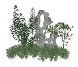 珊瑚石太湖石景观SU模型