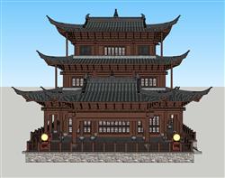 中式阁楼戏台SU模型