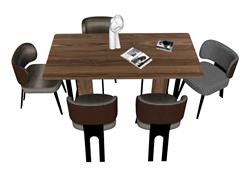 实木餐桌椅SU模型