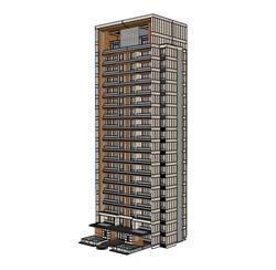 小区高层住宅楼SU模型