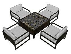 象棋棋盘桌椅SU模型