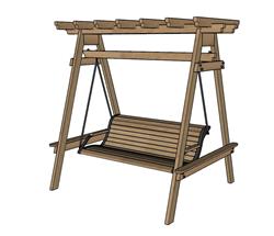 木质秋千椅su模型素材免费下载网站