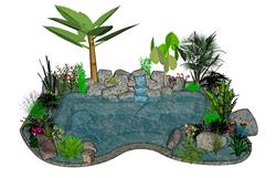 水池景观石块SU模型