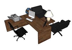 办公桌办公家具SU模型