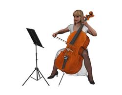 大提琴美女SU模型