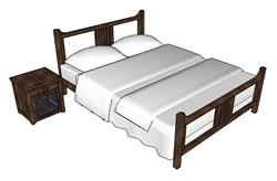 木制床铺sketchup模型免费下载