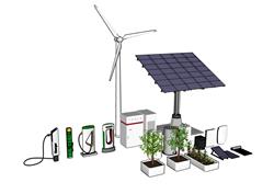 太阳能风力发电充电桩SU模型