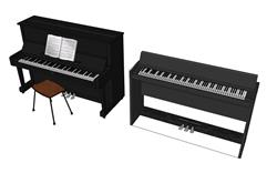 钢琴乐器sketchup模型库免费下载