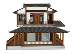 茶楼茶馆建筑SU模型