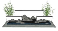 景观墙绿竹SU模型