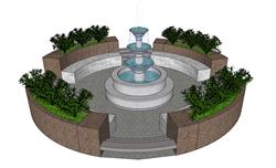公园喷泉景观sketchup模型库免费下载
