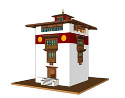 藏式西藏建筑skp素材