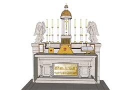 教堂桌su模型库免费下载