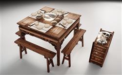 古代古桌八仙桌SU模型