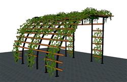 弧形廊架蔓藤爬藤植物免费SU模型