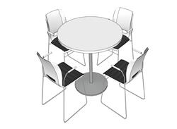 餐饮餐桌椅SU模型