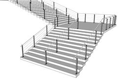 双跑台阶楼梯免费skp模型