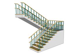 双跑楼梯sketchup模型免费下载