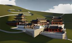 中式寺庙古建筑SU模型