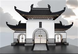 中式古代寺庙SU模型