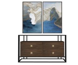 新中式玄关桌边柜su模型