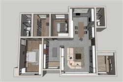 全屋家装鸟瞰户型su模型