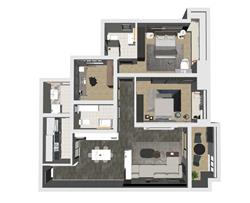 现代家装户型鸟瞰su模型