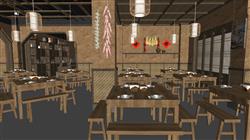 中式餐厅土菜馆SketchUp模型-传统韵味免费下载。