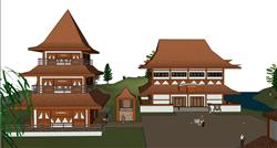 天竺寺庙建筑SU模型-领略传统佛教之美