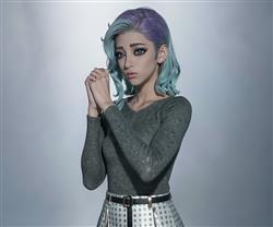 精美蓝发美女人物SU模型，尽显迷人风采 免费sketchup模型下载